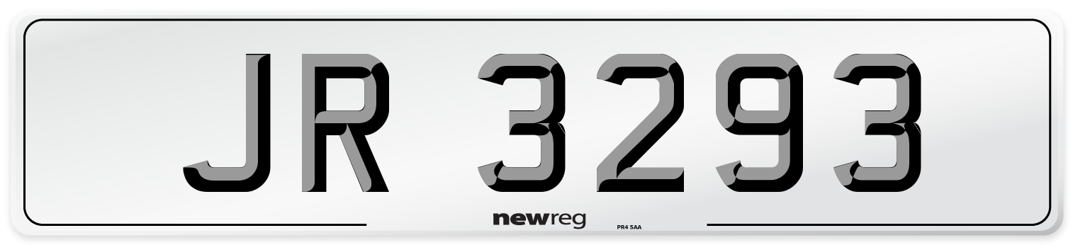 JR 3293 Number Plate from New Reg